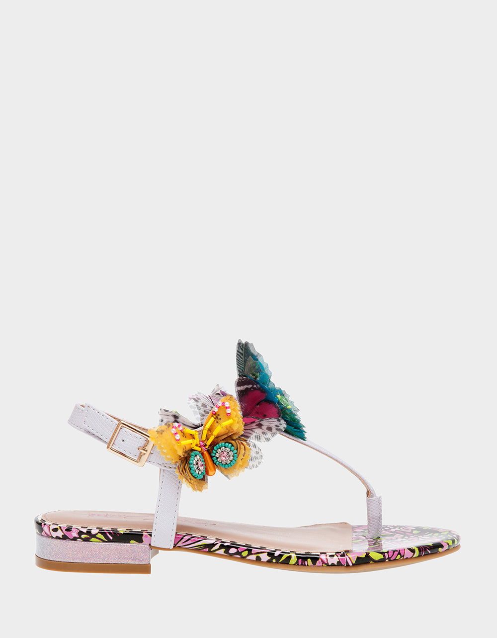 Butterfly T-Strap Sandals with Buckle Closure & 1-Inch Heel | RE:LUV