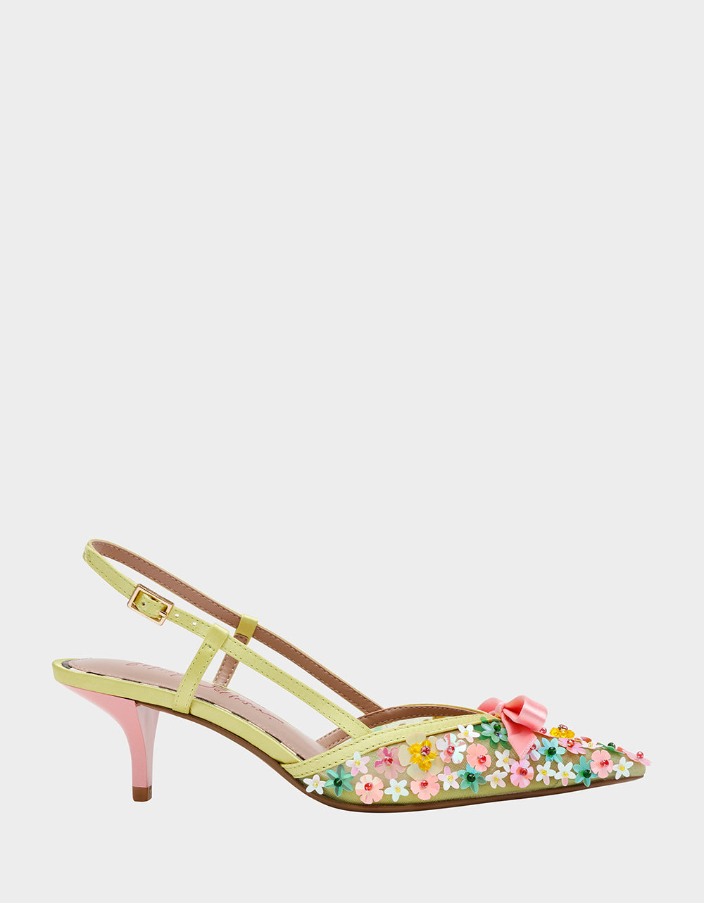 Flower Sequin Kitten-Heel Slingback Pumps | Betsey Johnson