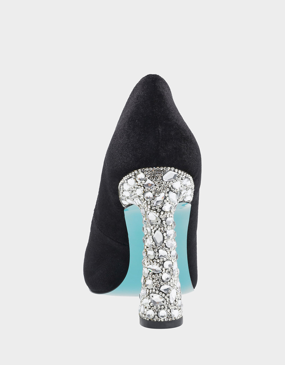 Black Satin Rhinestone Heels with 4-Inch Heel | RE:LUV