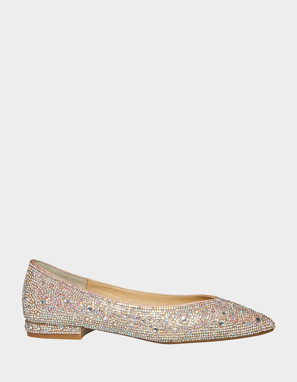 Rhinestone Ballet Flats with Pointed Toe & Satin Finish | RE:LUV