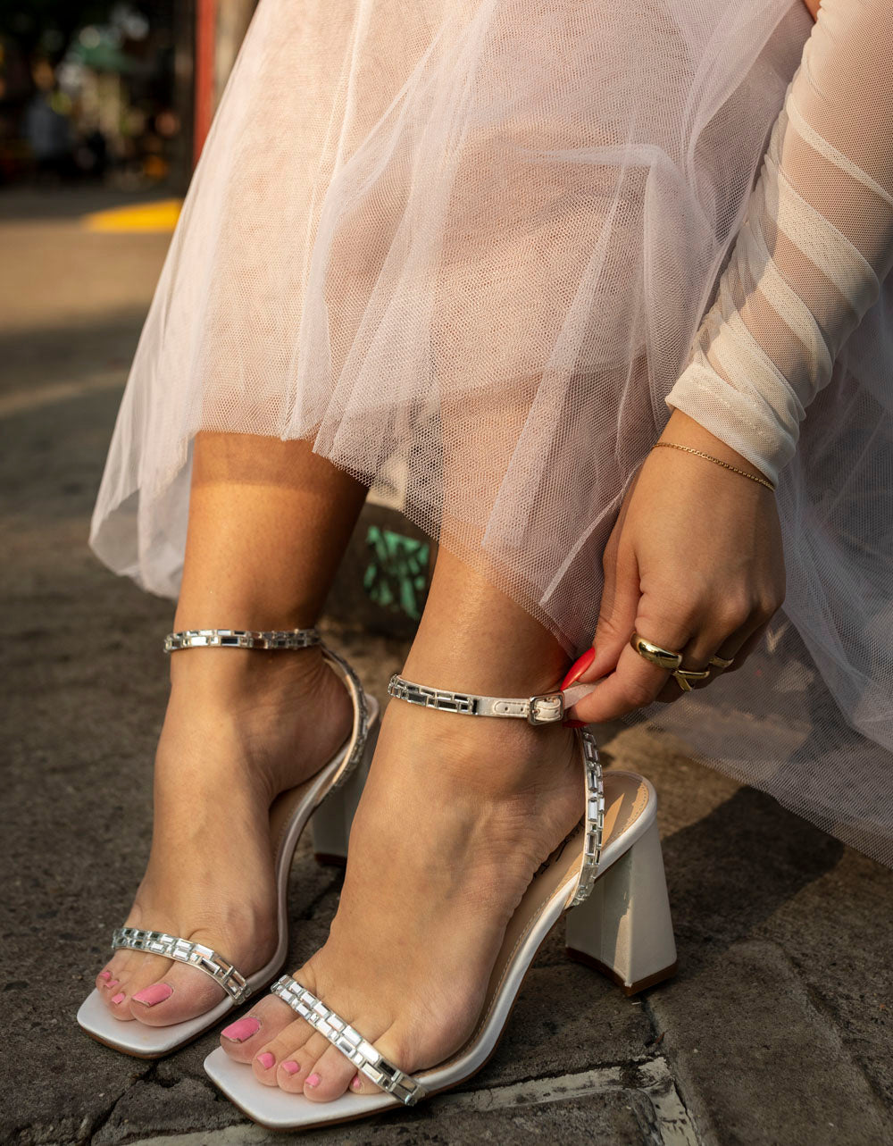 Rhinestone Bridal Heels with Open Toe & 3-Inch Heel | SCOTT IVORY