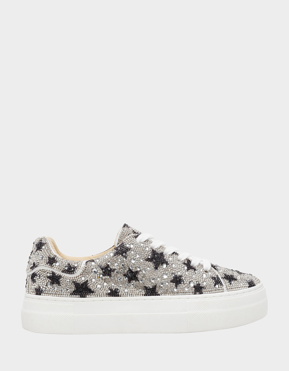 Rhinestone Platform Sneakers with Sparkly Design | SIDNY Black Star