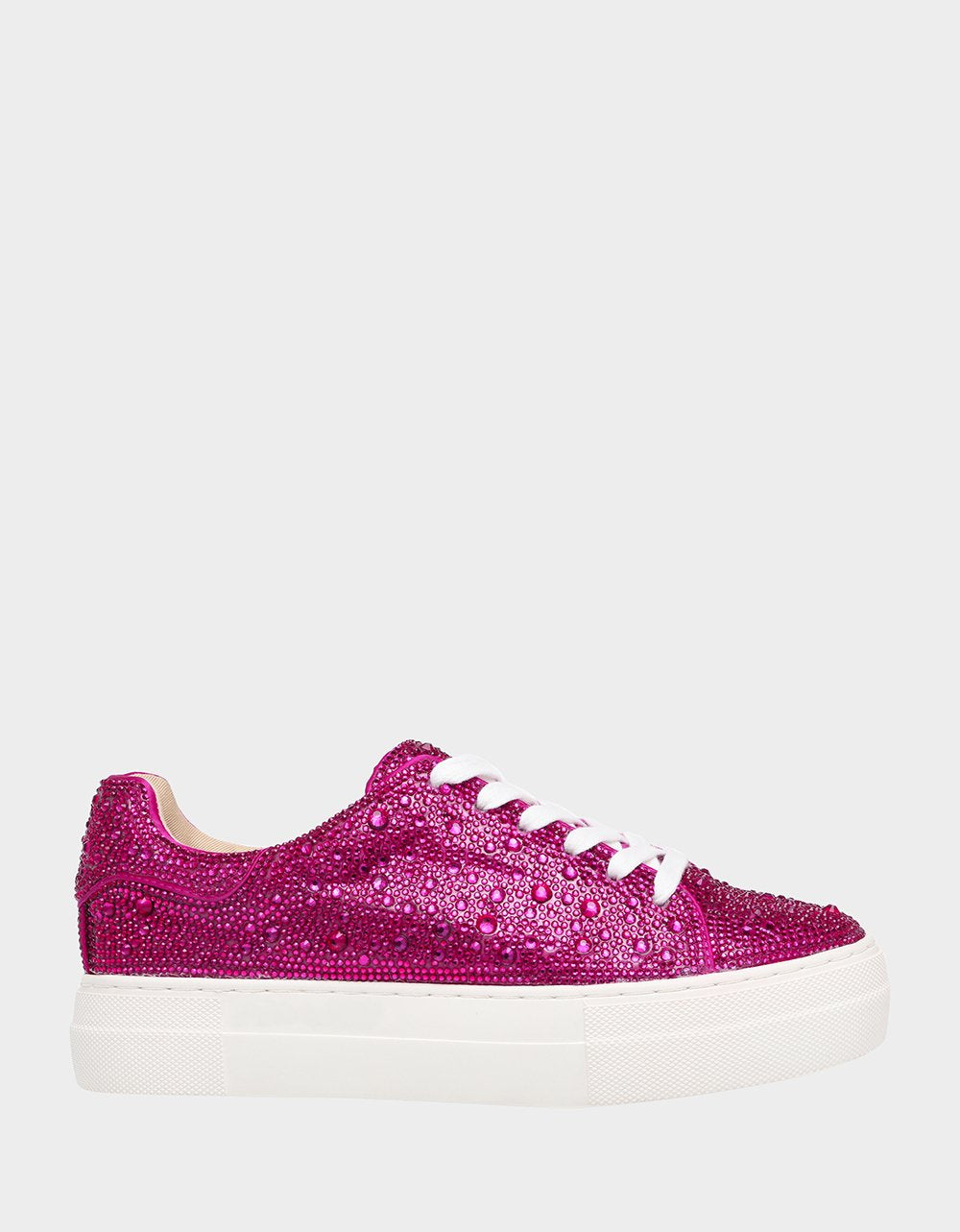 Sparkly Pink Rhinestone Platform Sneakers for Women | SIDNY FUCHSIA