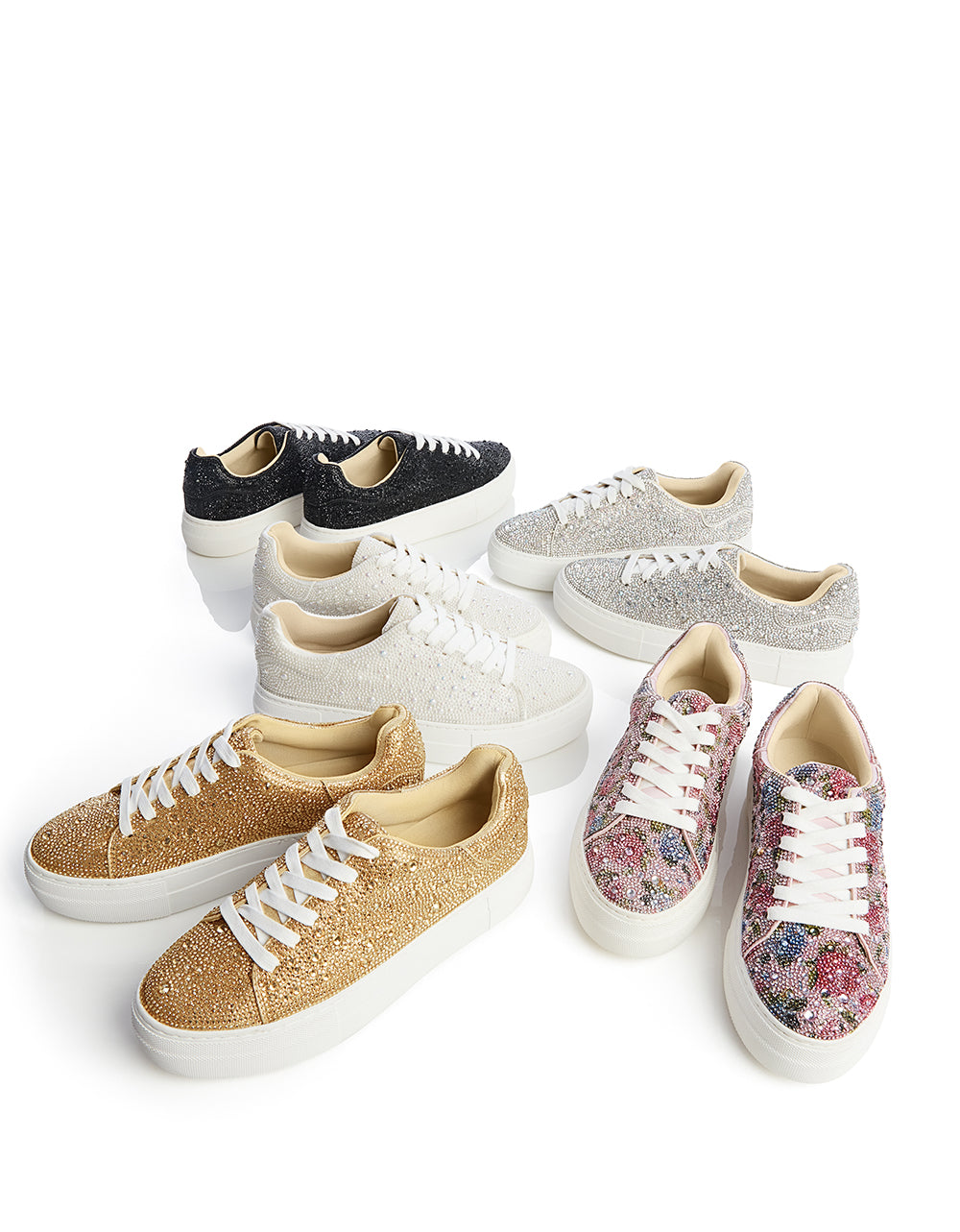 Sparkly Gold Rhinestone Sneakers for Women | SIDNY Platform Shoes