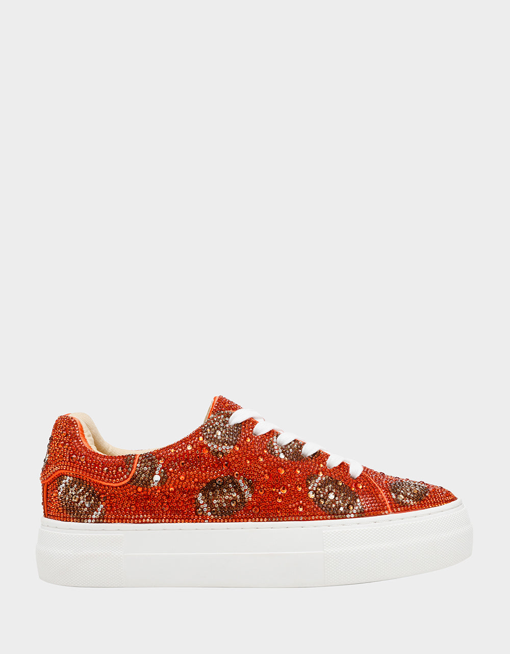 Sparkly Rhinestone Sneakers with 1.5" Platform | SIDNY Orange