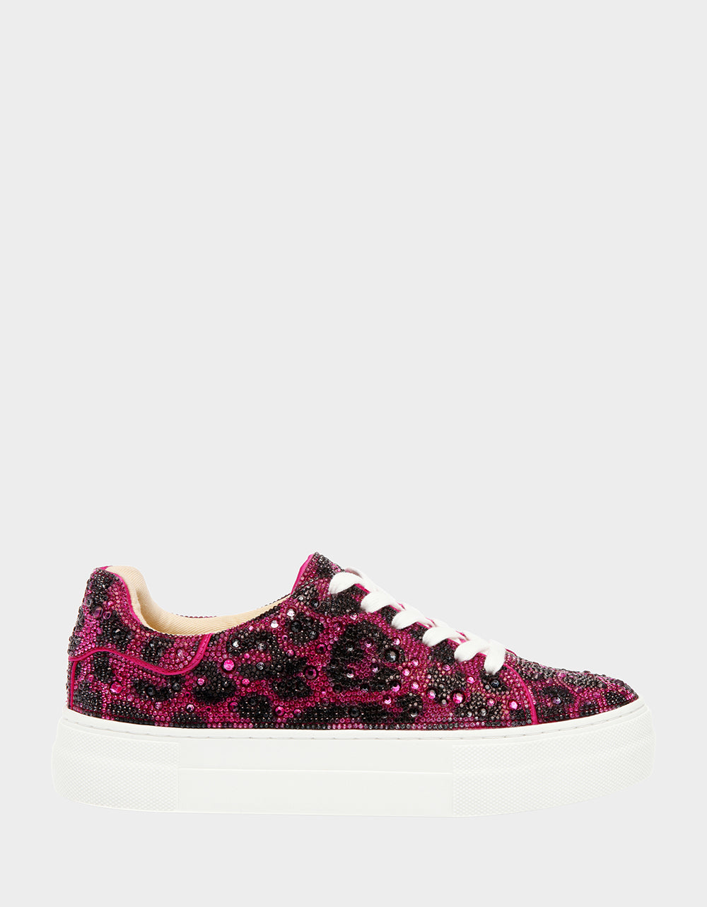 Rhinestone Platform Sneakers with Sparkly Leopard Print | SIDNY