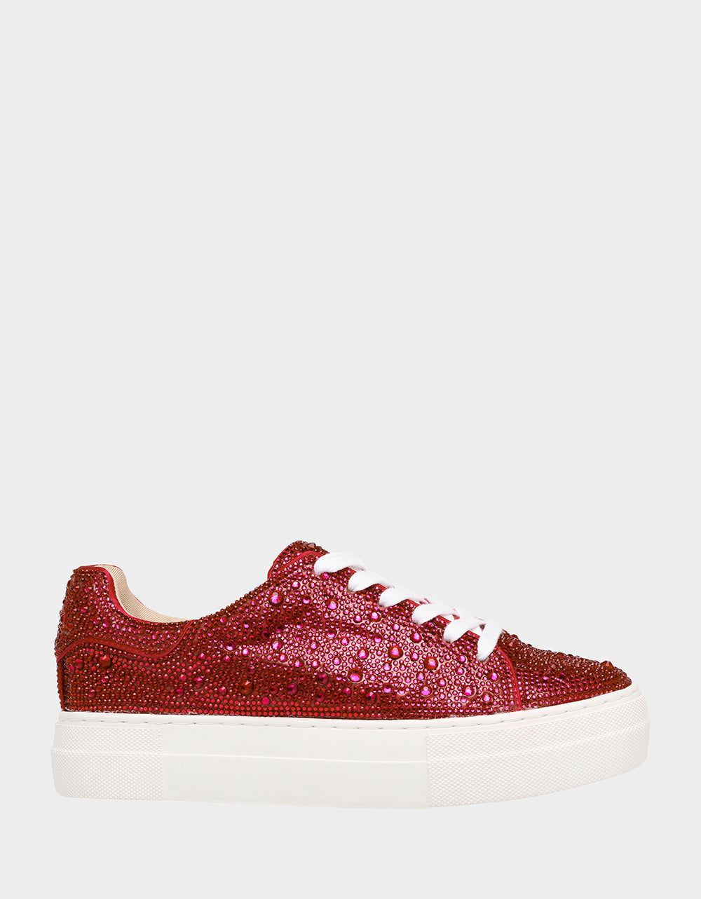 Rhinestone Platform Sneakers with Lace-Up Closure | SIDNY RED