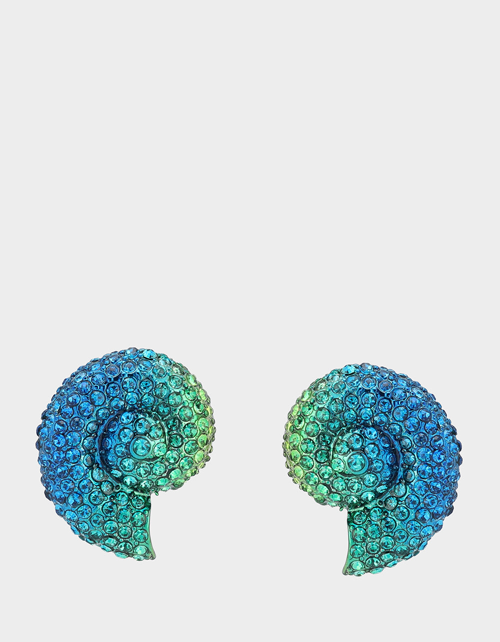 Light Blue Conch Shell Stud Earrings with Sparkly Stones | Mermaid Jewels