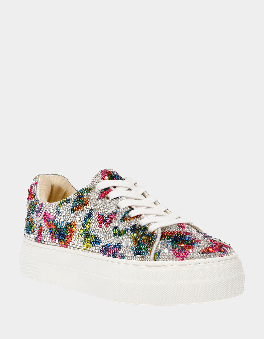 Rhinestone Platform Sneakers for Women | SIDNY Silver Butterfly