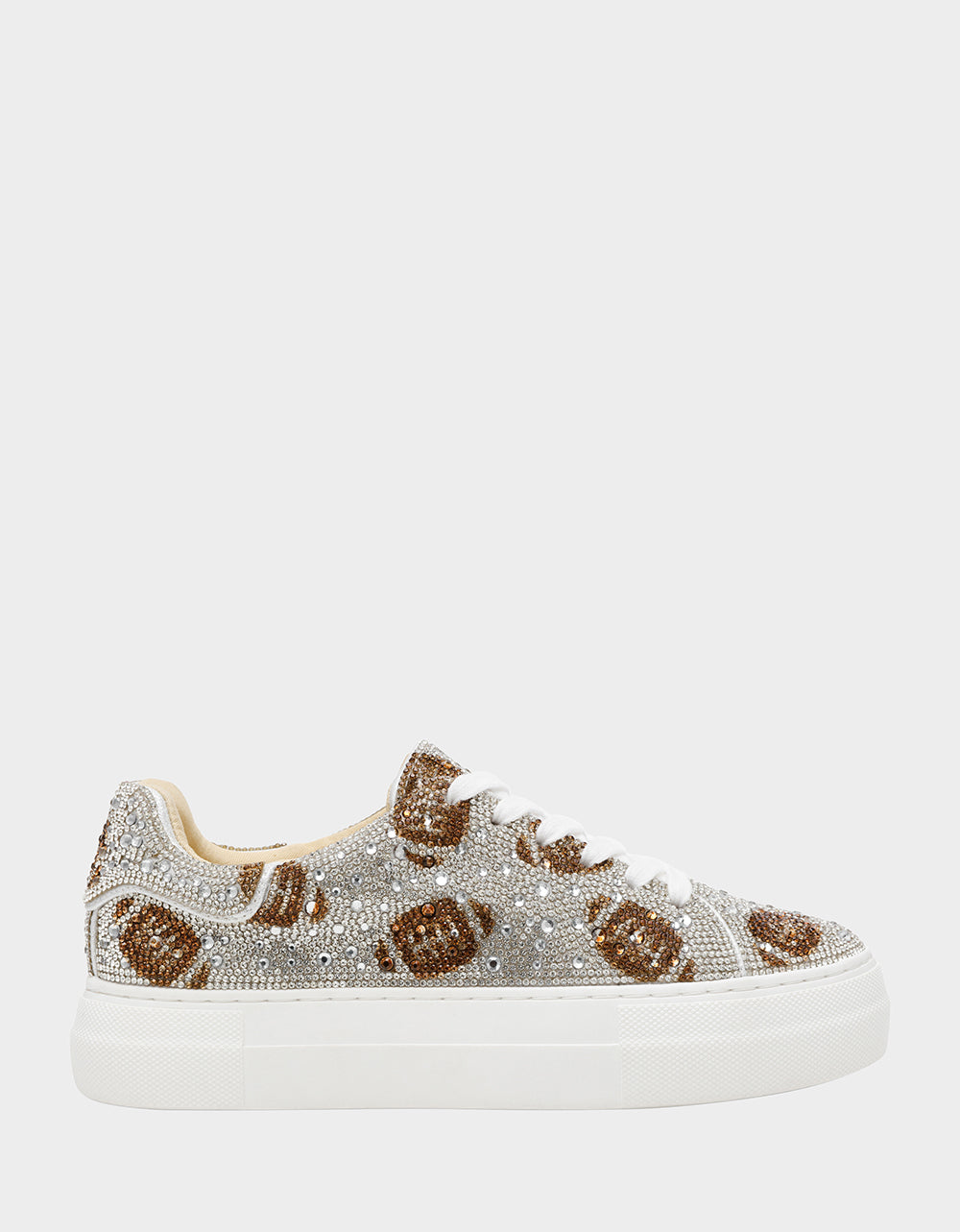 Rhinestone Platform Sneakers for Women | SIDNY Silver Football