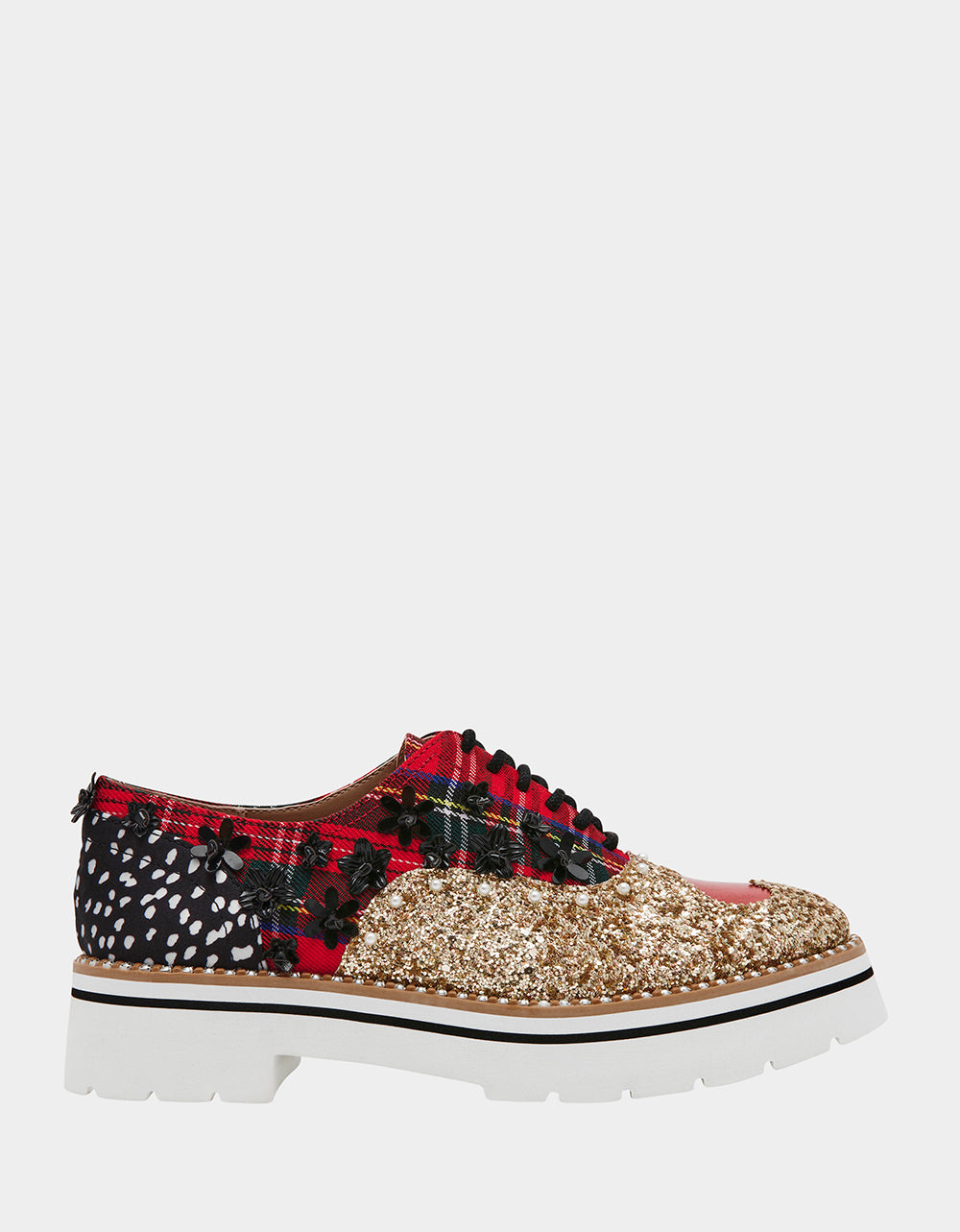 Glitzy Rhinestone Oxford Loafers with Heart Detail | SKYYLA