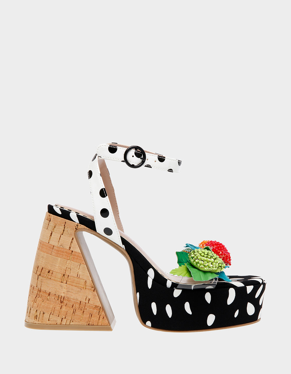 Black & White Heels with Floral Beaded Strap | SPRITE by RE:LUV