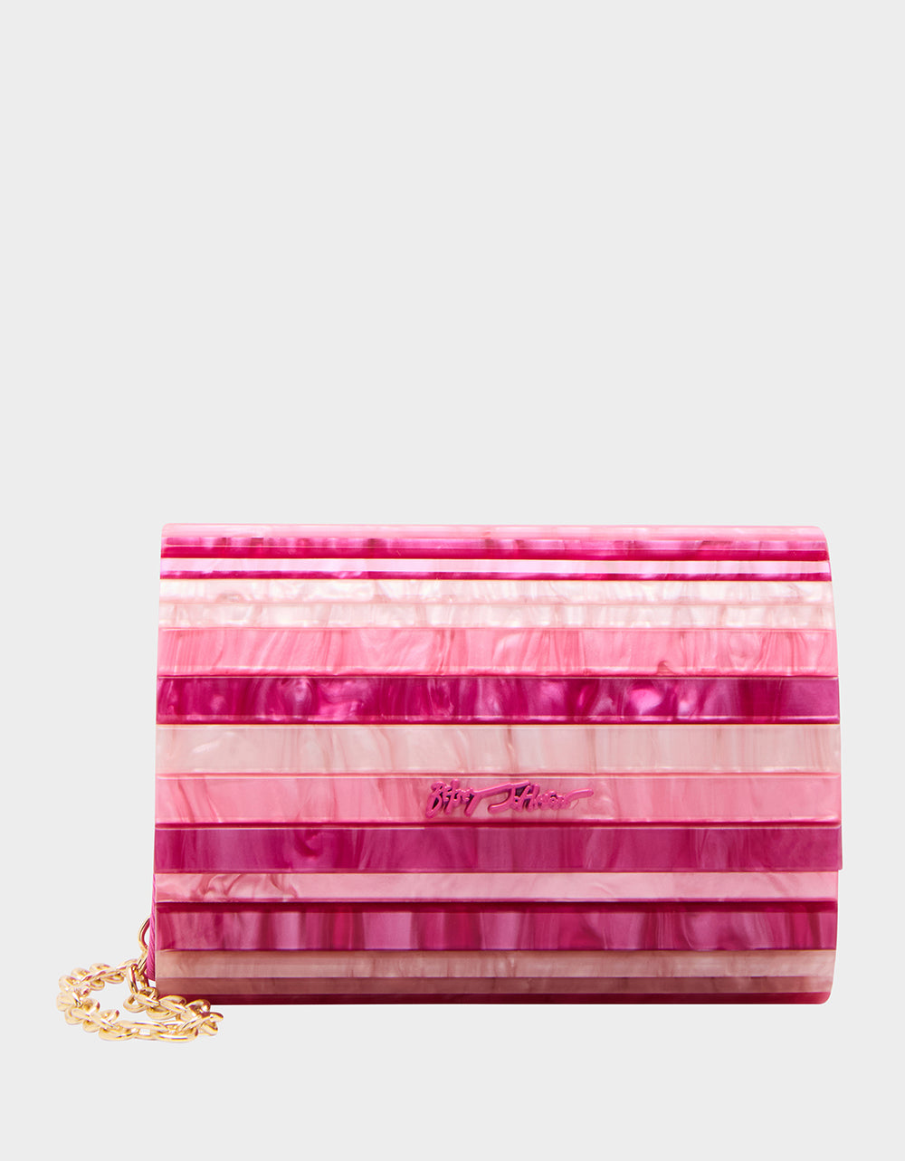 Pink Micro Clutch with Crossbody Strap | Strip Strip Hooray