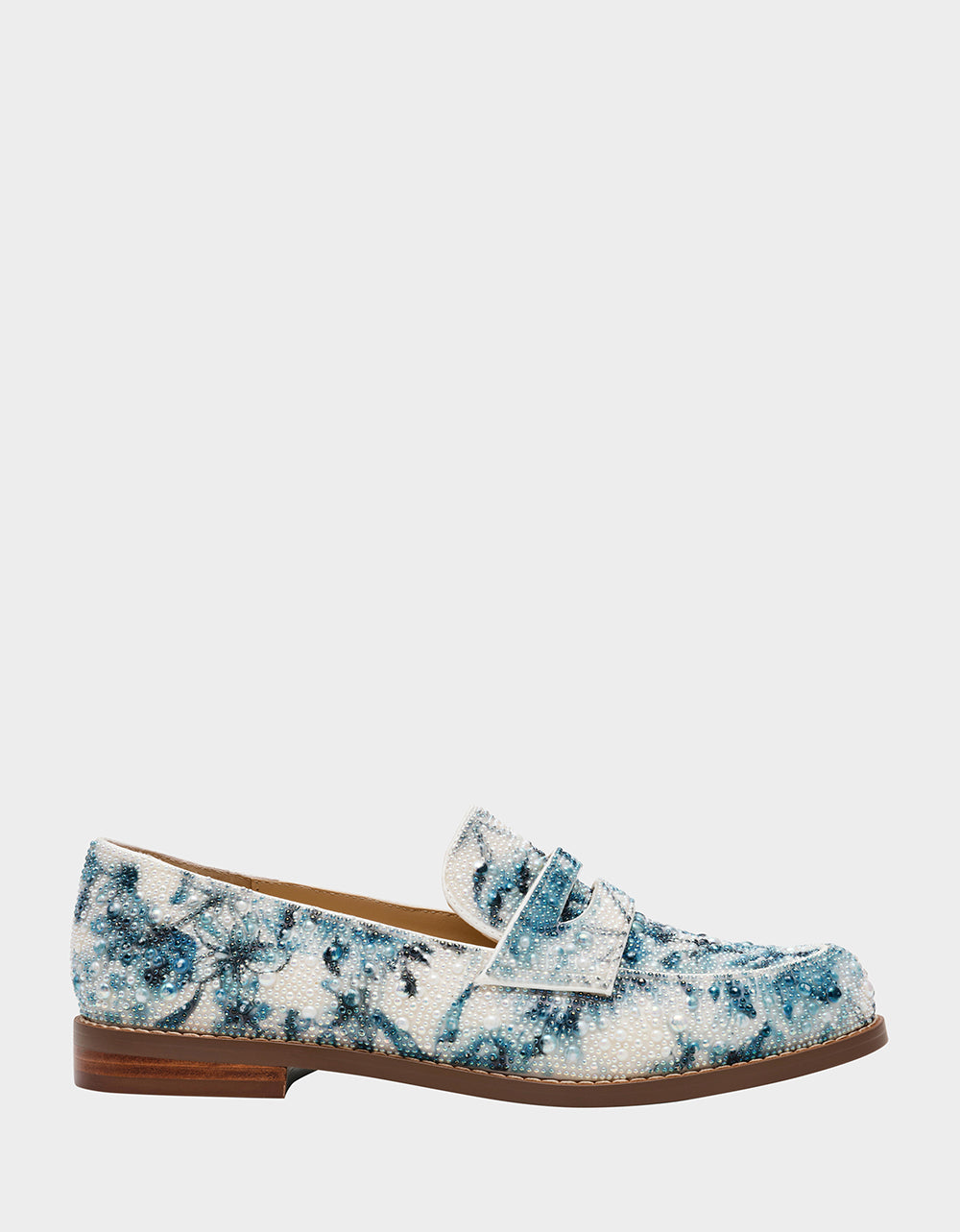 Rhinestone Embellished Loafers for Women | ARON Blue Floral