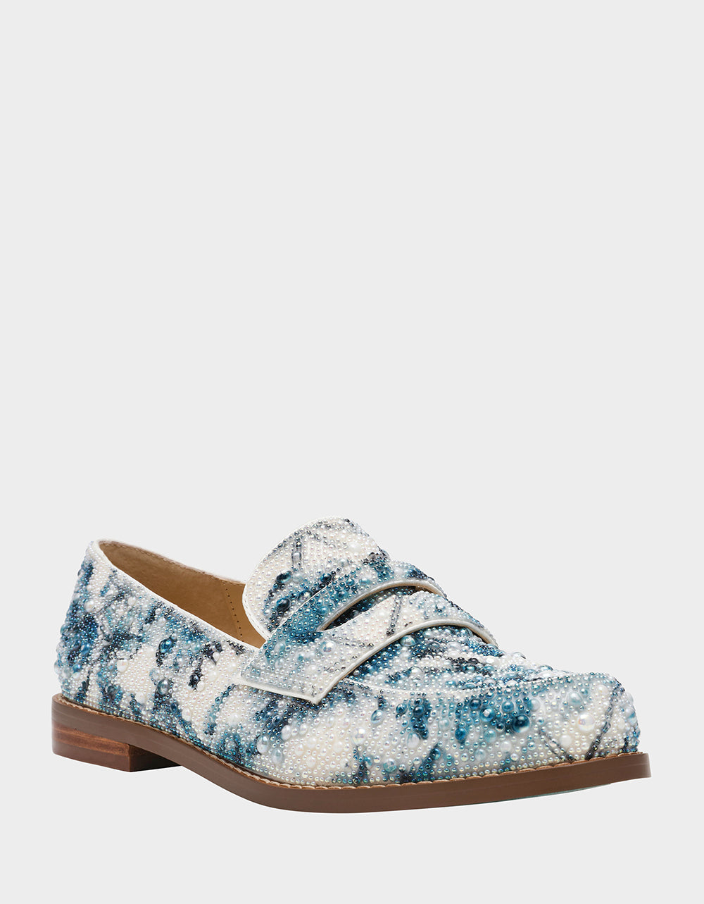 Rhinestone Embellished Loafers for Women | ARON Blue Floral