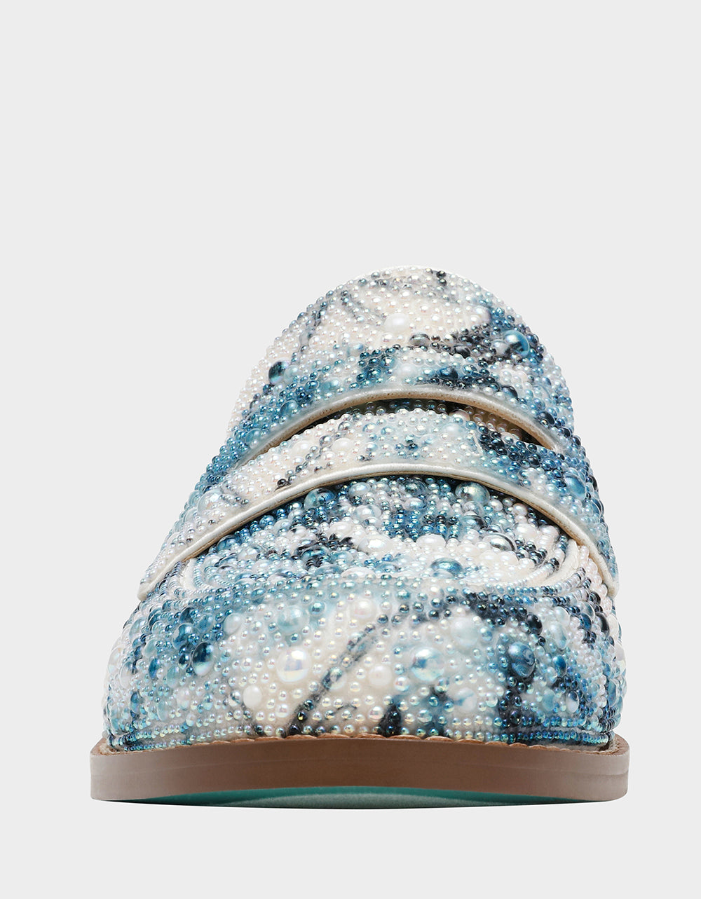 Rhinestone Embellished Loafers for Women | ARON Blue Floral