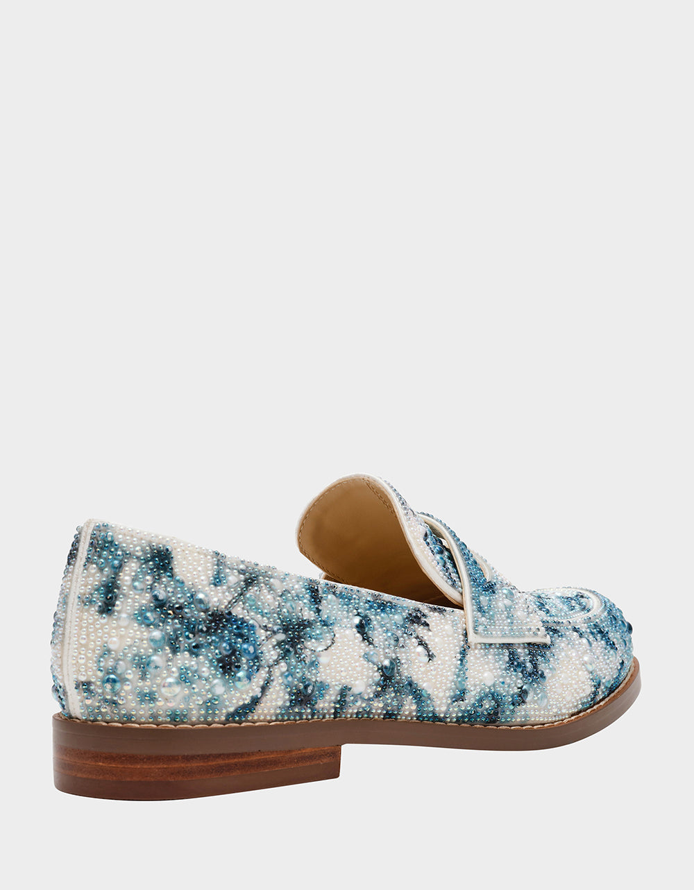 Rhinestone Embellished Loafers for Women | ARON Blue Floral