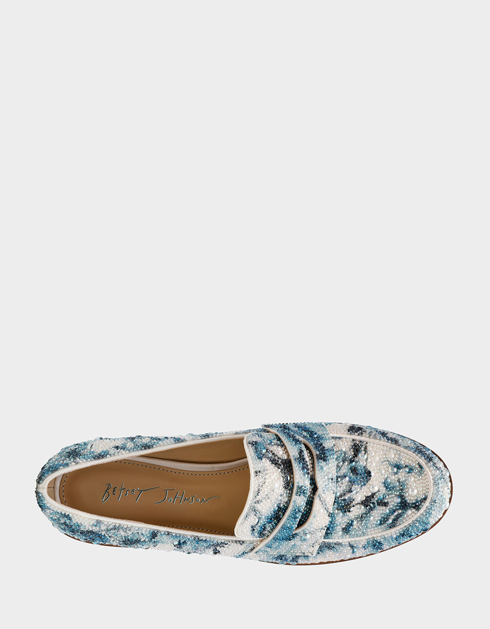 Rhinestone Embellished Loafers for Women | ARON Blue Floral