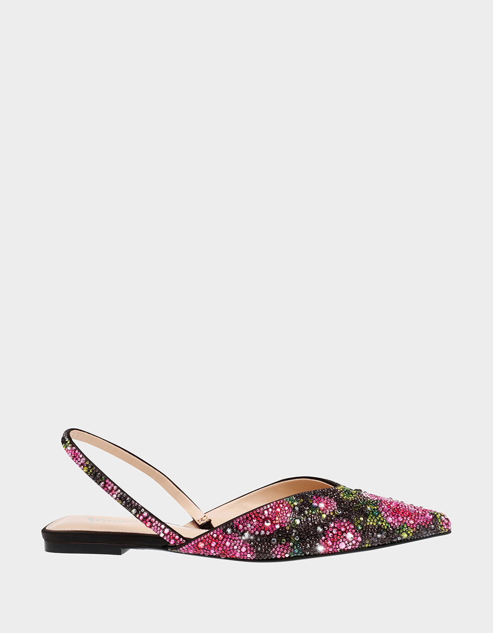 Pointed Toe Slingback Ballet Flats with Floral Design | VANCE