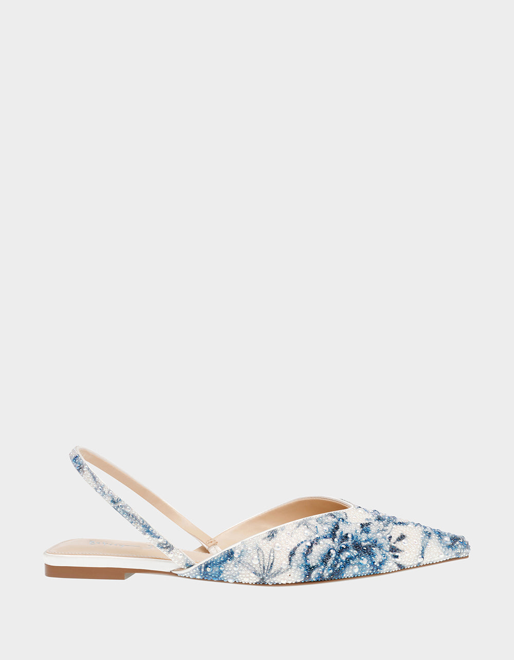 Blue Floral Ballet Flats with Pointed Toe & Slingback | VANCE