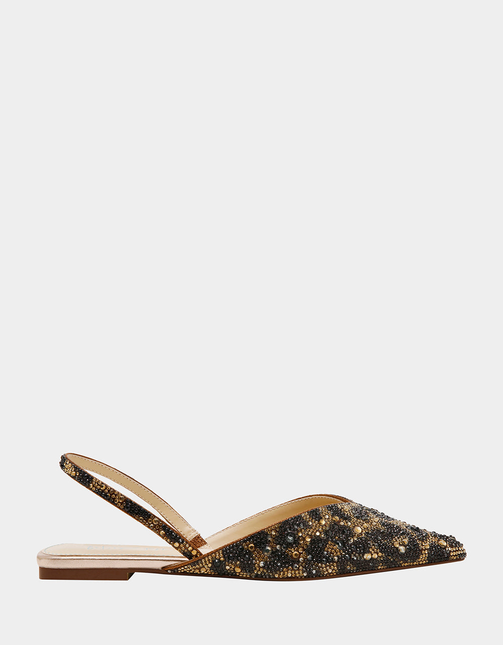 Pointed Toe Slingback Ballet Flat with Stones | VANCE Leopard