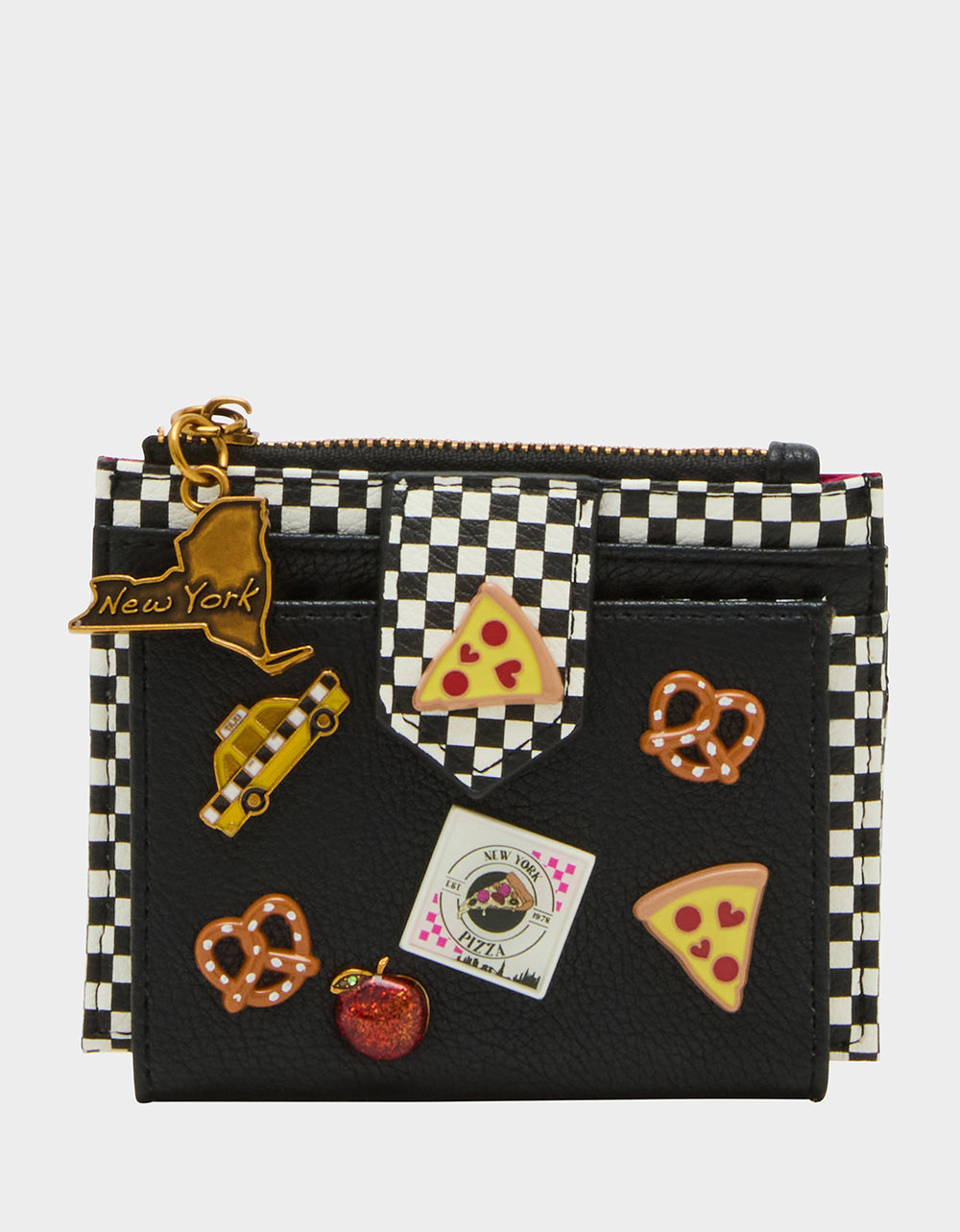 New York Themed Bifold Wallet with Card Slots | Black Checkered Design