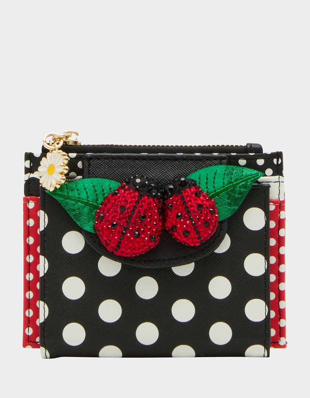 Polka Dot Bifold Wallet with Rhinestone Ladybug | Lucky You!