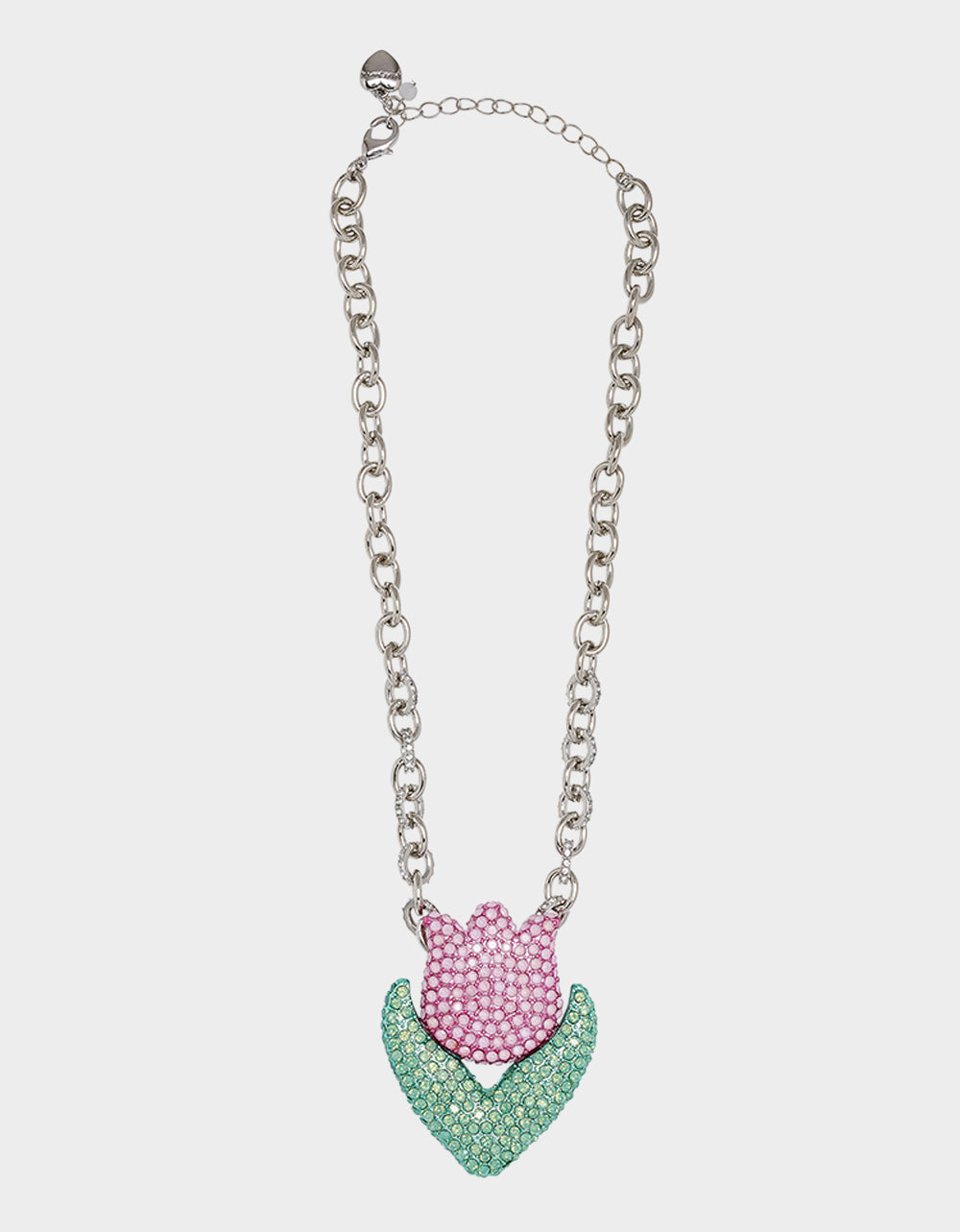 Pink Tulip Pendant Necklace with Crystal Stones | Betsey Johnson