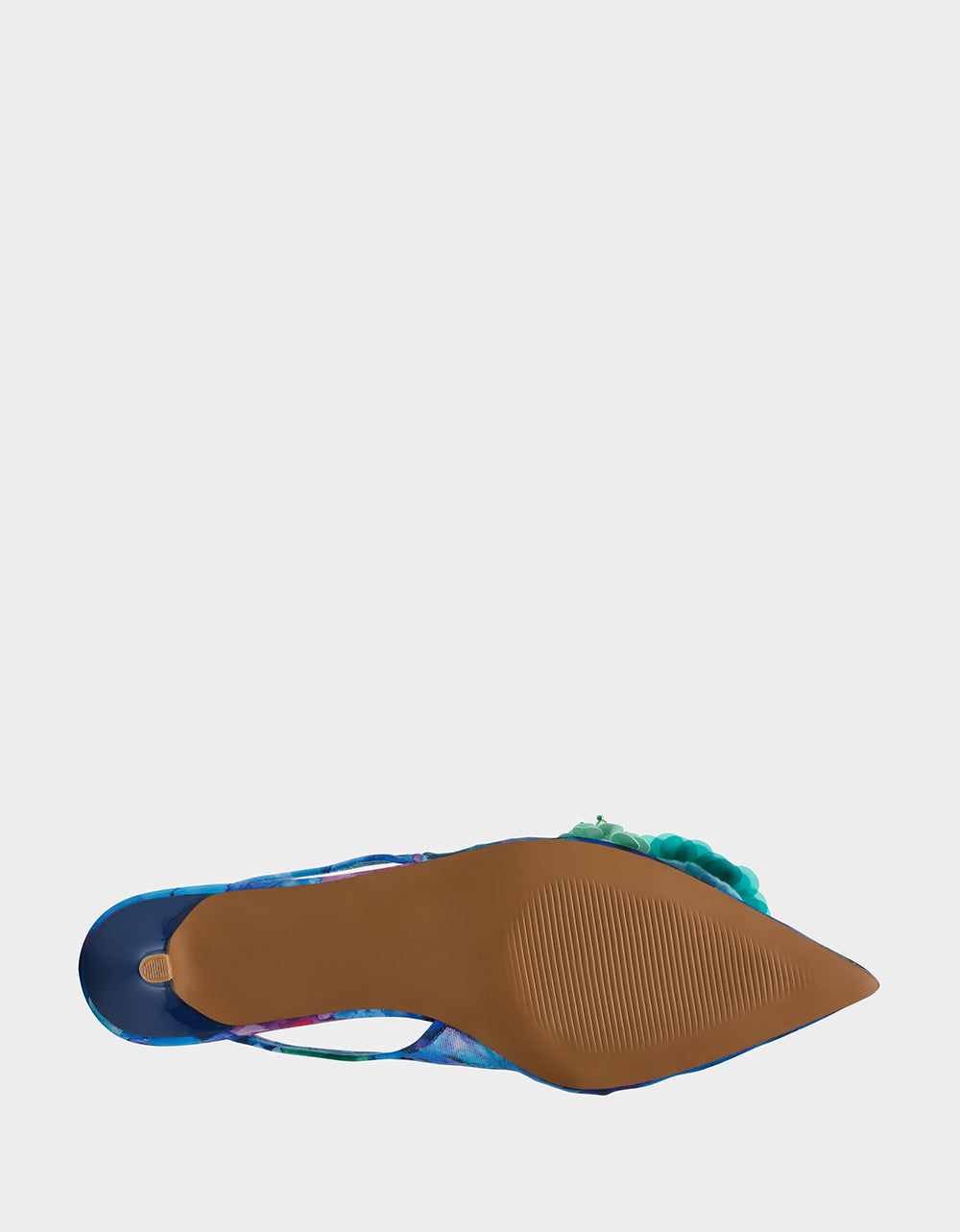 Floral Slingback Kitten Heels with 3D Flowers | Audree Blue