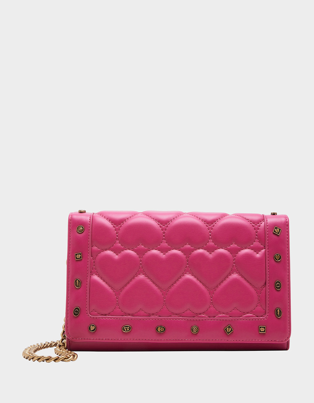 Pink Quilted Heart Wallet on Chain with Mirror | ICON