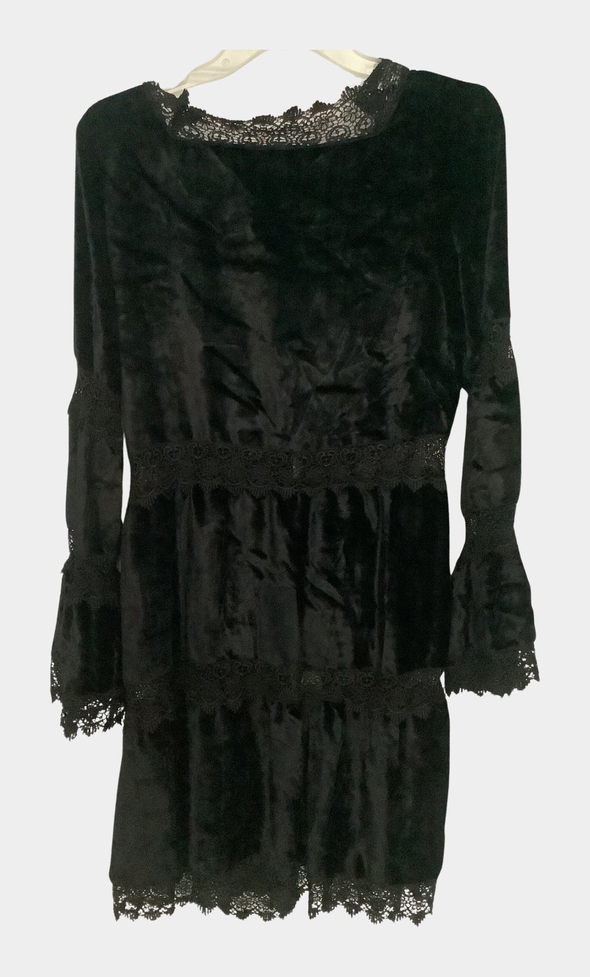 Black Velvet Lace-Trimmed Cardigan with Ties | Betsey Johnson