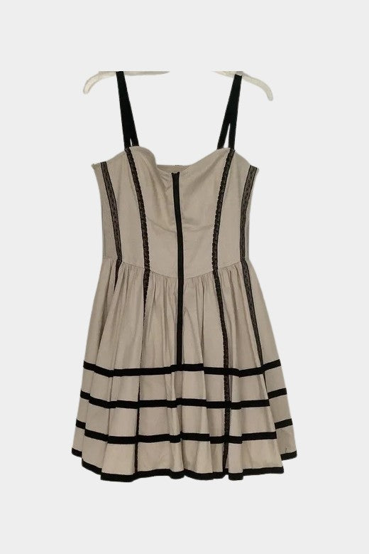 Betsey Johnson Cream Corset Dress with Black Accents | Size 10