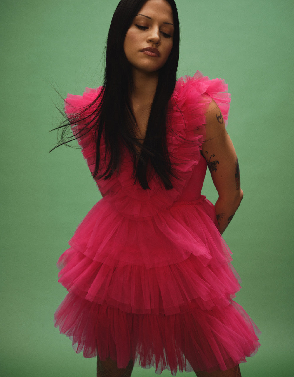 Hot Pink Tiered Tulle Mini Dress for Night Out | Betsey Johnson