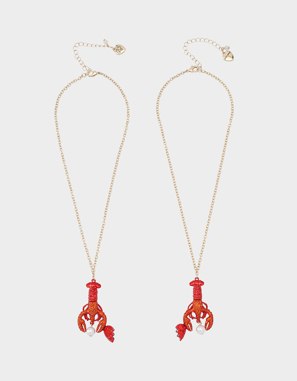 Red Lobster Friendship Necklace Set with Magnetic Heart | Mermaid Jewels