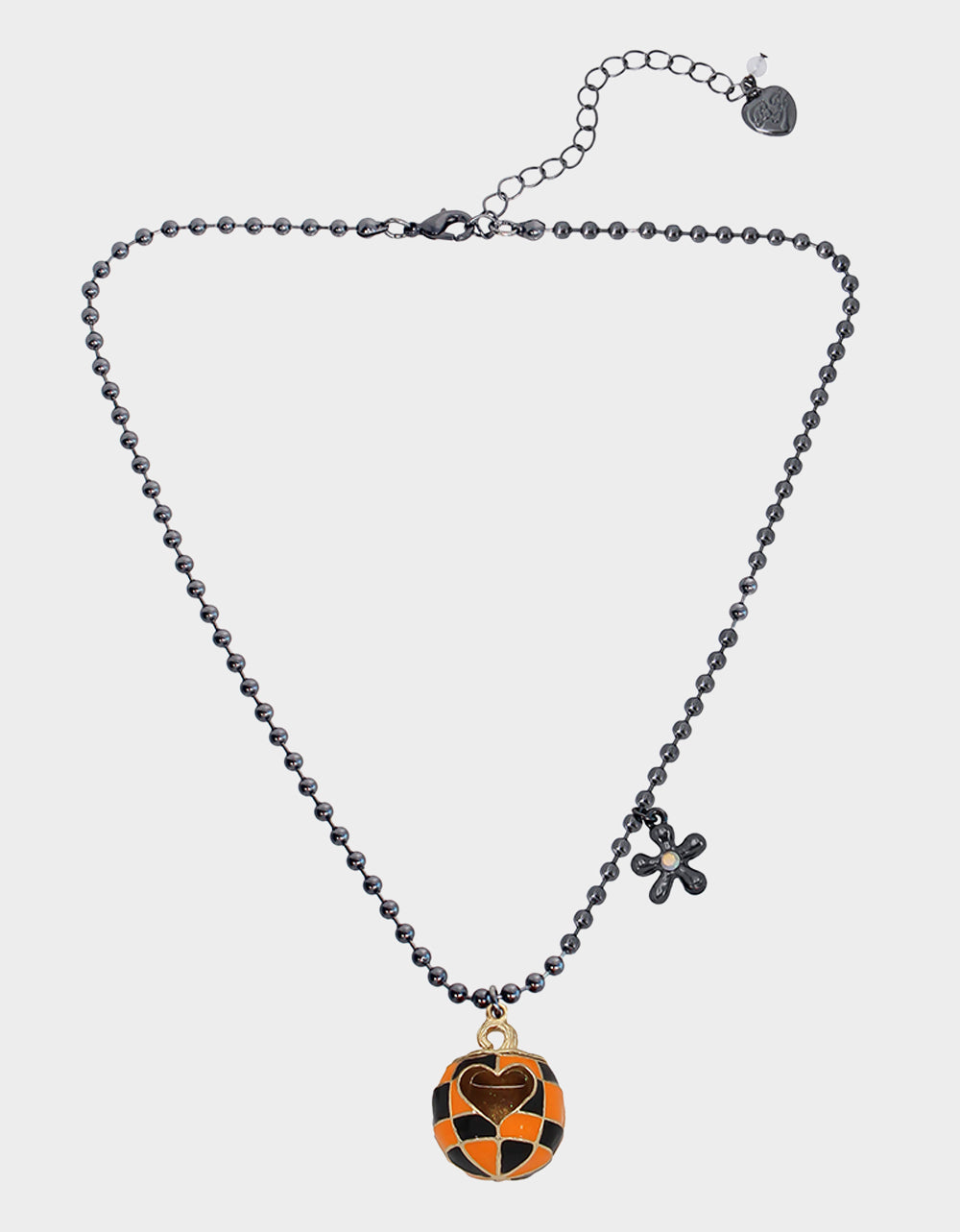 Orange Pumpkin Pendant Necklace with Heart Detail | Ghoul Friends