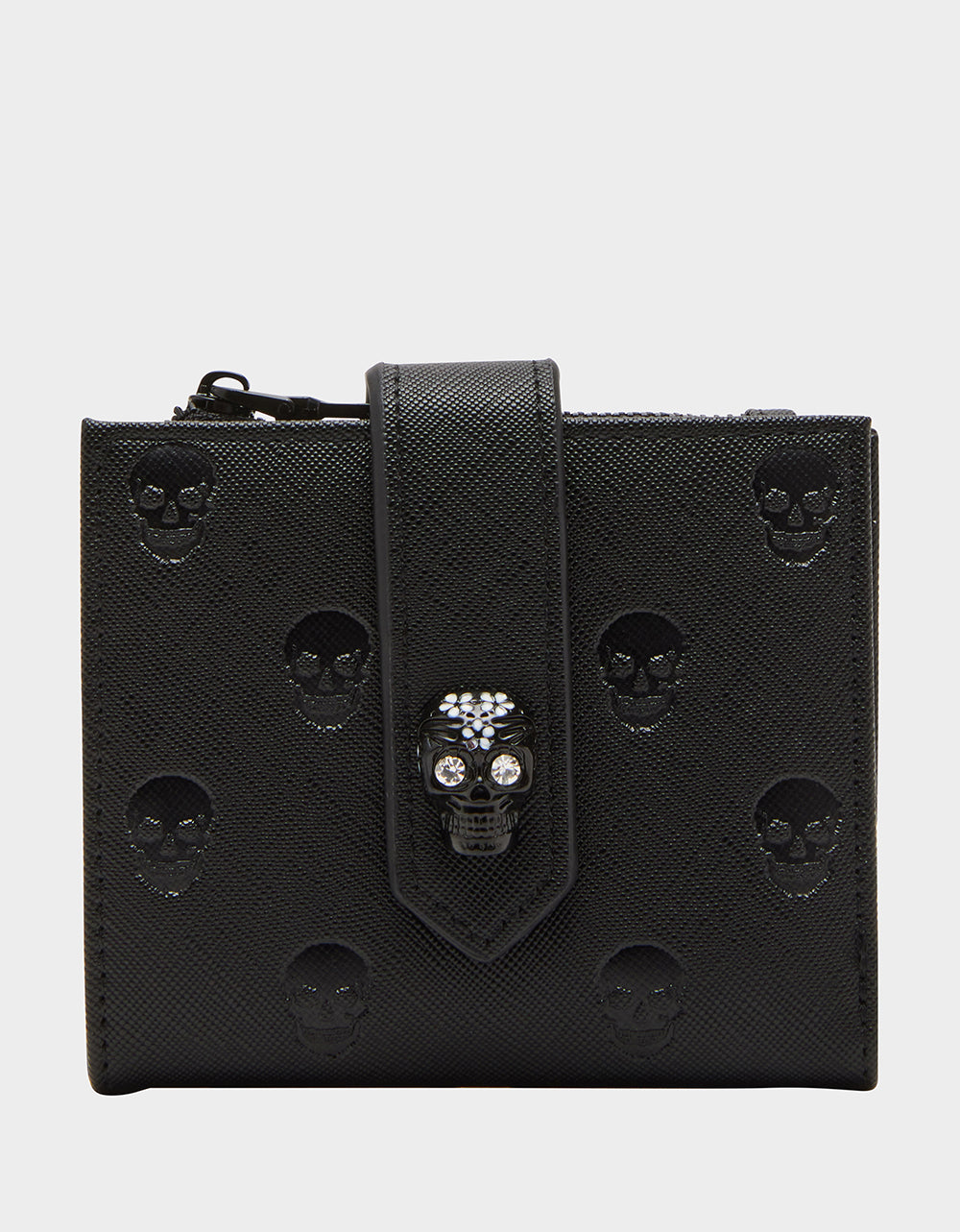 Skull Boss Bifold Wallet - Slim Black Leather for Men & Women | Betsey Johnson