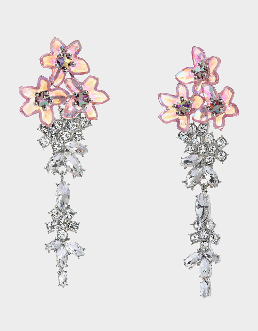 Lavender Floral Chandelier Earrings with Crystal Drops | Garden Glam