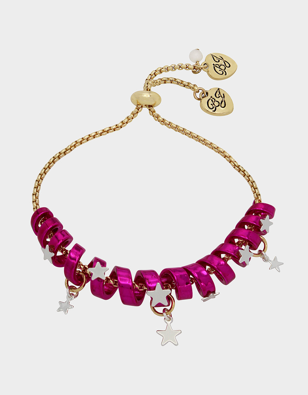 Adjustable Pink Coil Bracelet with Starry Details | Betseys Holiday