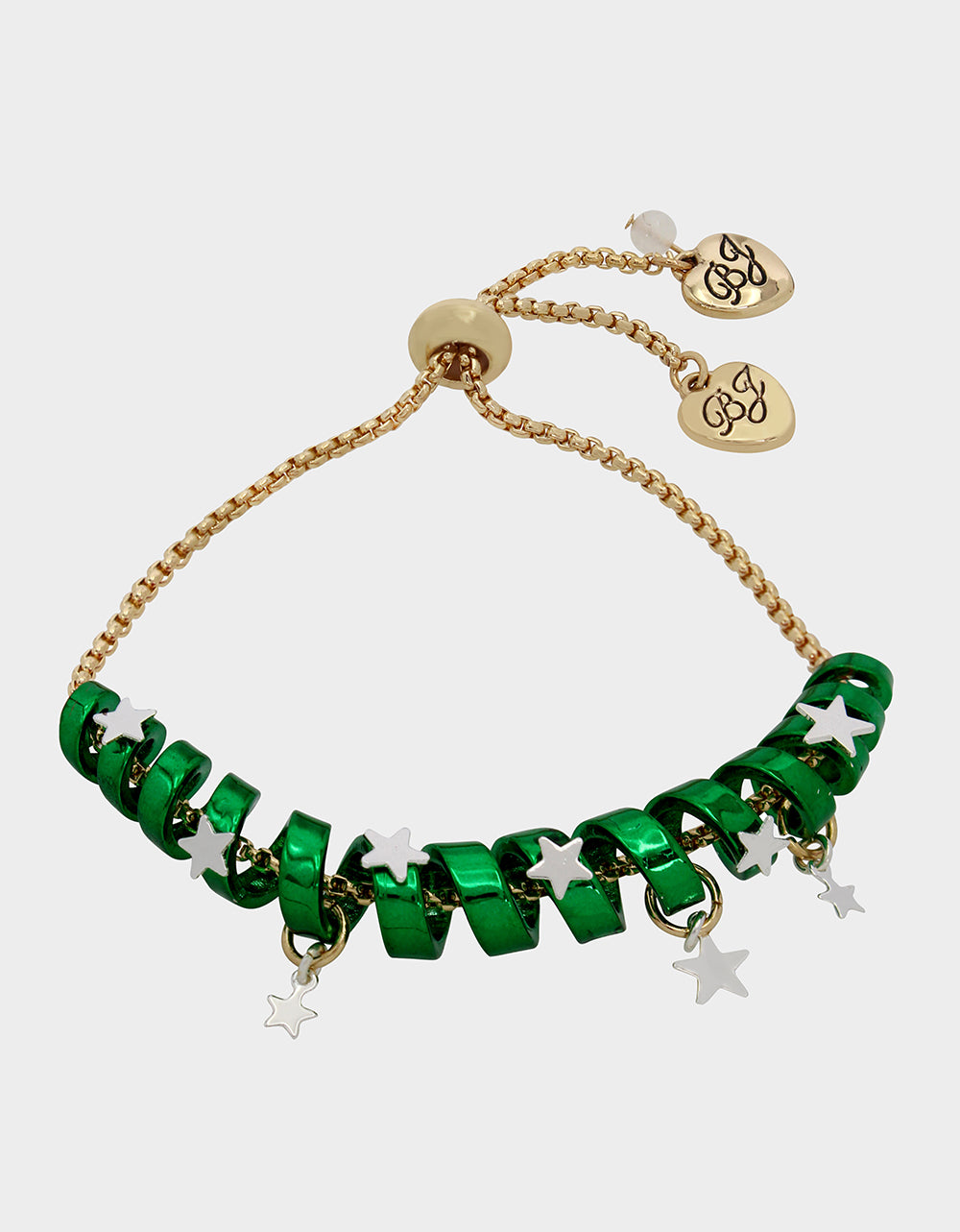 Green Coil Bracelet with Starry Details & Adjustable Slider | Betsey Johnson