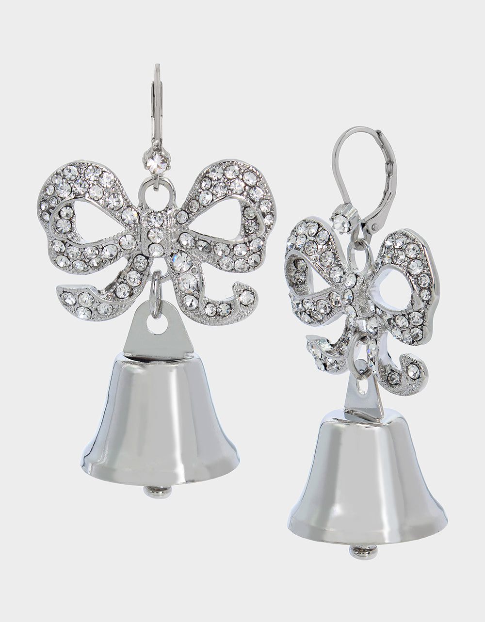 Crystal Bell Drop Earrings with Bow & Lever Back | PRENUP