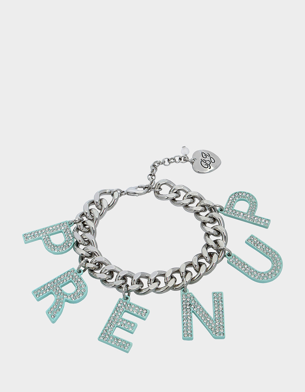 Prenup Charm Bracelet with Crystal Stones | Adjustable Curb Chain Link